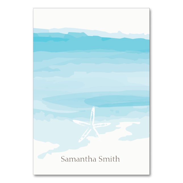 Beach Wedding ı Namn Bord Card Bordsnummer (Framsidan)