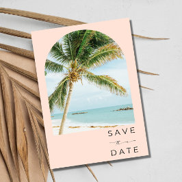 Beach Wedding i Tropical Handflatan Träd Nyckel Spara Datumet