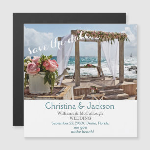 Beach Wedding Image Spara datum Bröllop Magnetisk Inbjudningskort