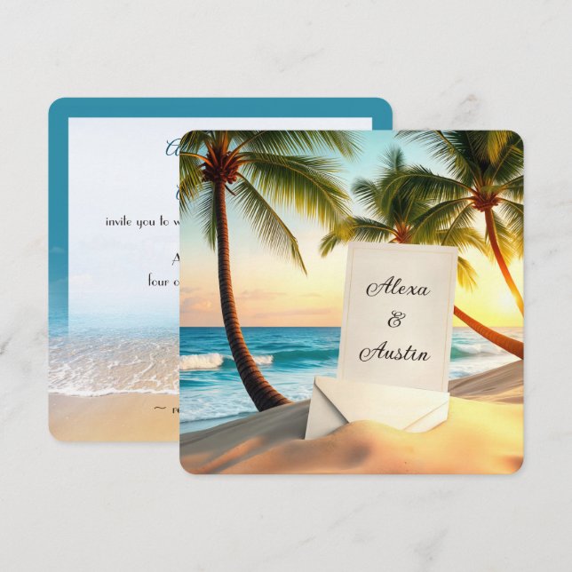 Beach Wedding Inbjudan (Fram/baksida)