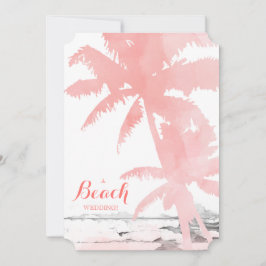 Beach Wedding Inbjudan Coral Handflatan Träd Wood