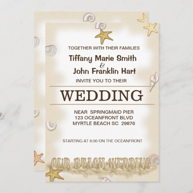 Beach Wedding-inbjudan Inbjudningar (Fram/baksida)