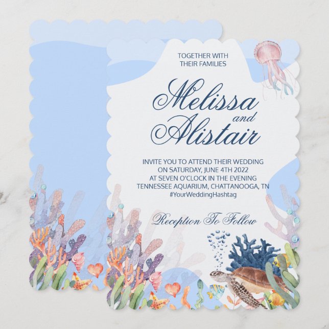 Beach Wedding-inbjudan Inbjudningar (Fram/baksida)