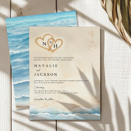 Beach Wedding-inbjudan med Sand Hearts Inbjudningar