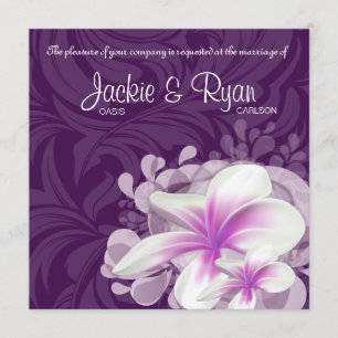 Beach Wedding Inbjudan Plumeria Flower Lila Löv