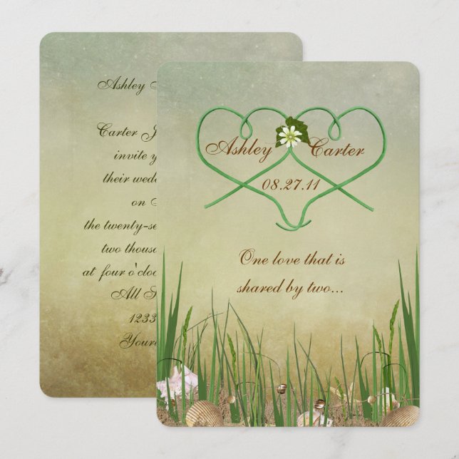 Beach Wedding Inbjudningar (Fram/baksida)