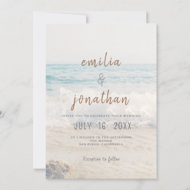 Beach Wedding Invitation Seaside/Oceanside Wedding Inbjudningar (Framsida)