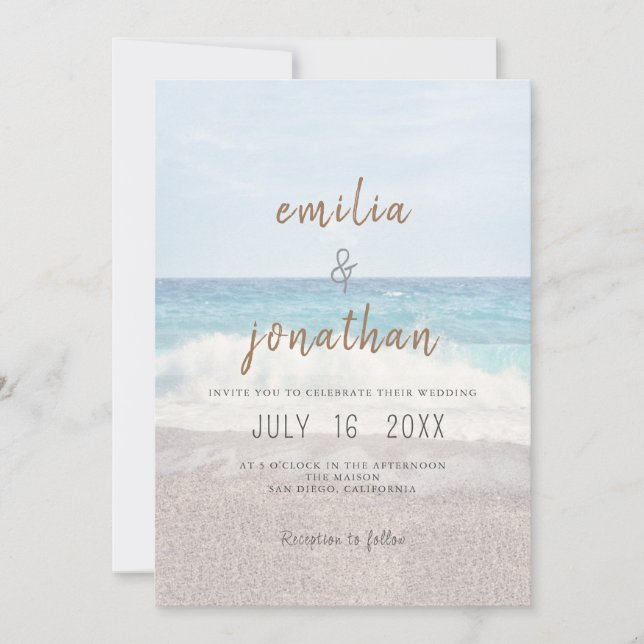 Beach Wedding Invitation Seaside/Oceanside Wedding Inbjudningar (Framsida)