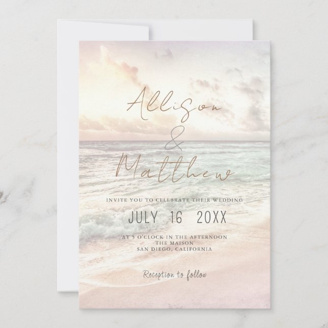 Beach Wedding Invitation Seaside/Oceanside Wedding Inbjudningar (Framsida)
