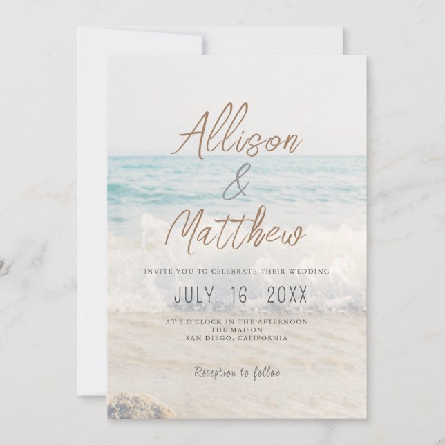 Beach Wedding Invitation Seaside/Oceanside Wedding Inbjudningar (Framsida)