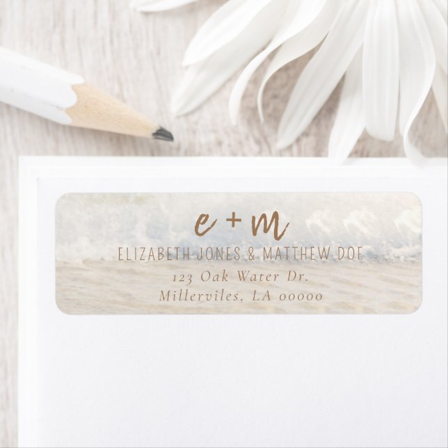Beach Wedding Invitation Seaside/Oceanside Wedding Returadress Etikett (Insitu)