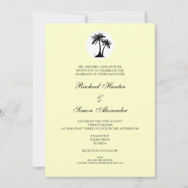 Beach Wedding Invititition - Gult Inbjudningar (Framsida)