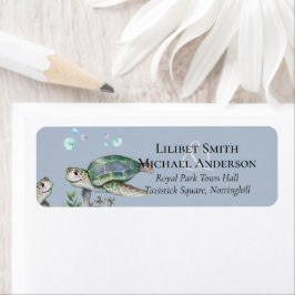 Beach Wedding Label Returadress Etikett