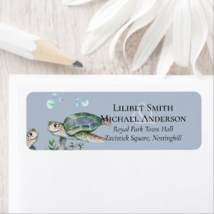 Beach Wedding Label Returadress Etikett