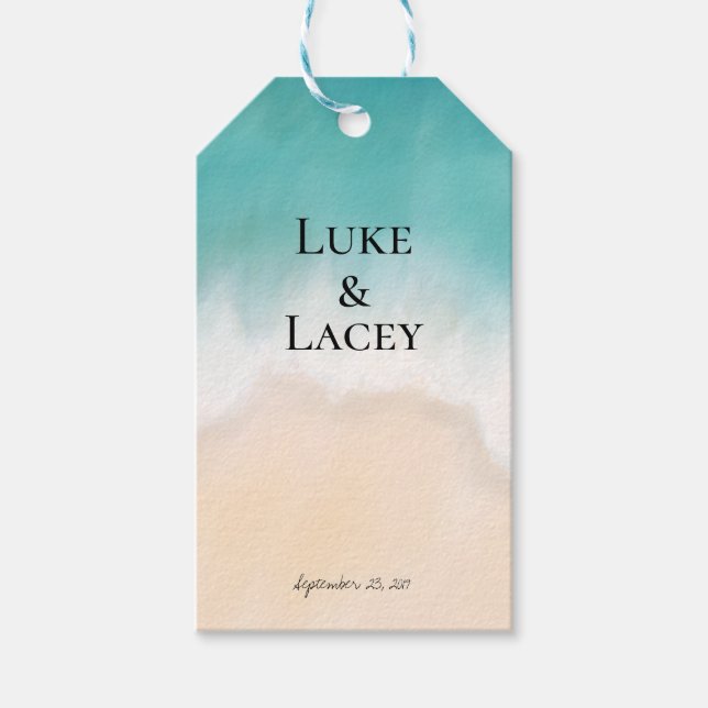 Beach Wedding-märkre för favörer Presentetikett (Framsidan)