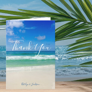 Beach Wedding med Honeymoon Photo Inside Tack Kort