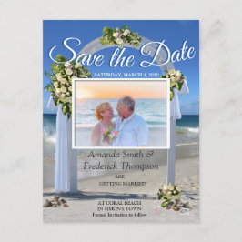Beach Wedding med vit floribunda ro Inbjudningar