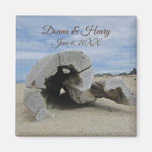 Beach Wedding Memento Driftwood Photo Oceanside Magnet