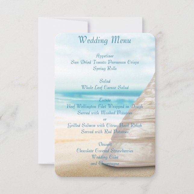 Beach Wedding Menu-inbjudningar till Anpassningsba Inbjudningar (Framsida)