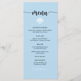 Beach Wedding Menu Seashell Seaside Beach Blue Meny
