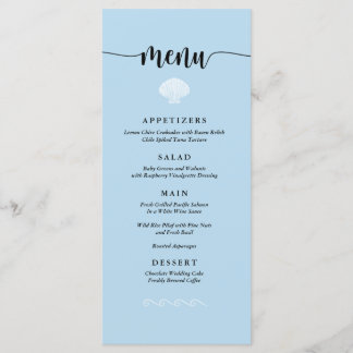 Beach Wedding Menu Seashell Seaside Beach Blue Meny