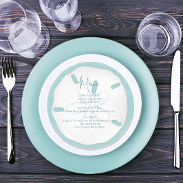 Beach Wedding Menu Turcos Sand Dollar Inbjudningar