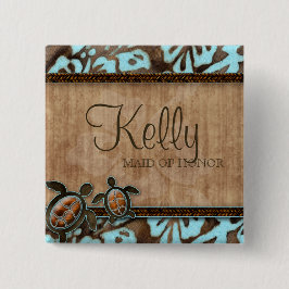 Beach Wedding Namn bricka Button Luau Turtles Knapp