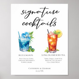 Beach Wedding Namnteckning Cocktails Menu Poster