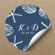 Beach Wedding Navy Blue Seashells Wedor Favor