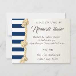 Beach Wedding Navy Rope,Rand Rehearsal Dinner Inbjudningar