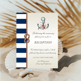 Beach Wedding Navy Rope,Stripe-mottagning Inbjudningar