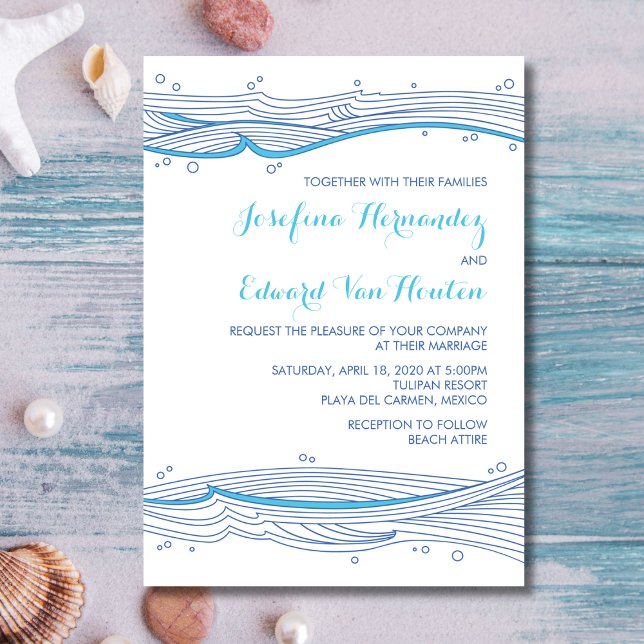 Beach Wedding Ocean Vågar-inbjudningar Inbjudningar (Skapare uppladdad)