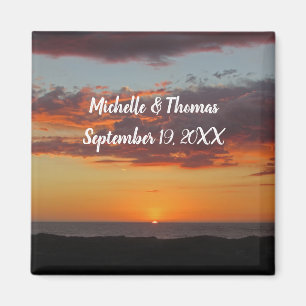 Beach Wedding Orange Sunset Pacific Guest Favorite Magnet