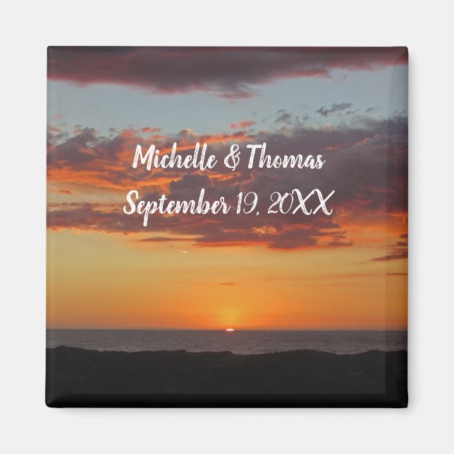 Beach Wedding Orange Sunset Pacific Guest Favorite Magnet (Framsidan)