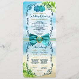 Beach Wedding Order of Ceremony Entourage Gem Bow Program