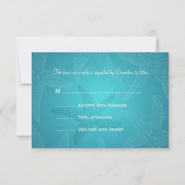 Beach Wedding OSA Starfish Blue Kort (Framsida)