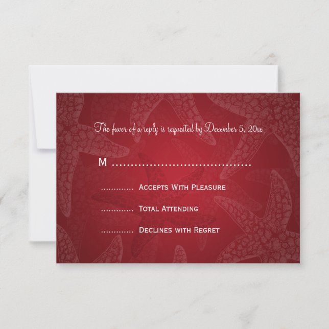 Beach Wedding OSA Starfish Red Kort (Framsida)