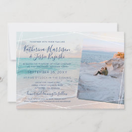Beach Wedding Pastel Sunset Photo Inbjudningar
