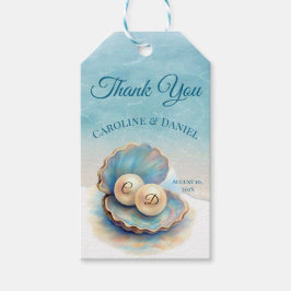 Beach Wedding Pearls Snäcka Elegant Ocean Theme Gi Presentetikett