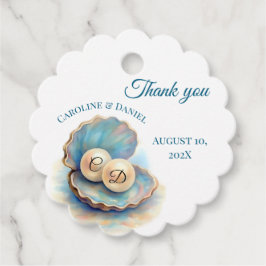 Beach Wedding Pearls Snäcka Elegant Ocean Themme Gåvor Etiketter