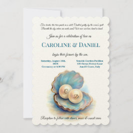 Beach Wedding Pearls Snäcka Elegant Ocean Themme Inbjudningar