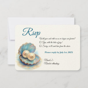 Beach Wedding Pearls Snäcka Elegant Ocean Themme OSA Kort
