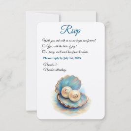 Beach Wedding Pearls Snäcka Elegant Ocean Themme OSA Kort