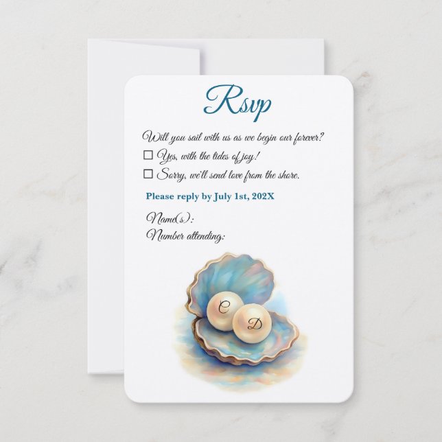 Beach Wedding Pearls Snäcka Elegant Ocean Themme OSA Kort (Framsida)