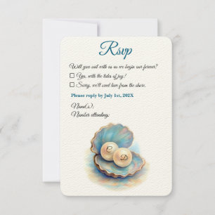 Beach Wedding Pearls Snäcka Elegant Ocean Themme OSA Kort