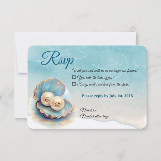 Beach Wedding Pearls Snäcka Elegant Ocean Themme OSA Kort (Framsida)