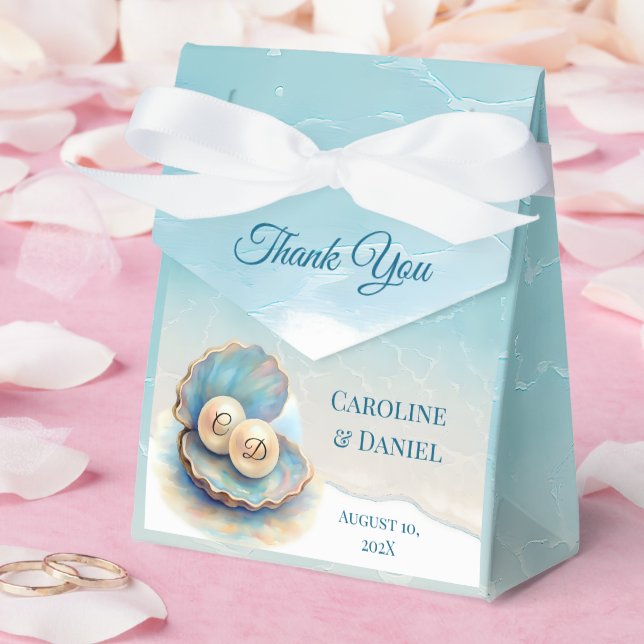 Beach Wedding Pearls Snäcka Elegant Ocean Themme Presentaskar (Bröllop)