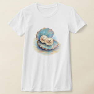 Beach Wedding Pearls Snäcka Elegant Ocean Themme T Shirt