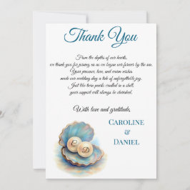 Beach Wedding Pearls Snäcka Elegant Ocean Themme Tack Kort