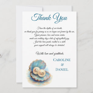 Beach Wedding Pearls Snäcka Elegant Ocean Themme Tack Kort